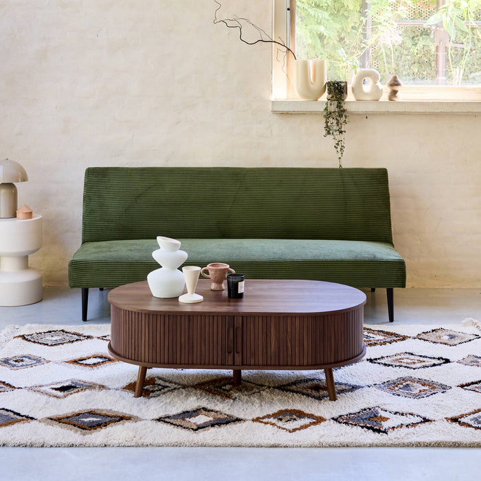 sweeek - 3-zits slaapbank corduroy, metalen onderstel