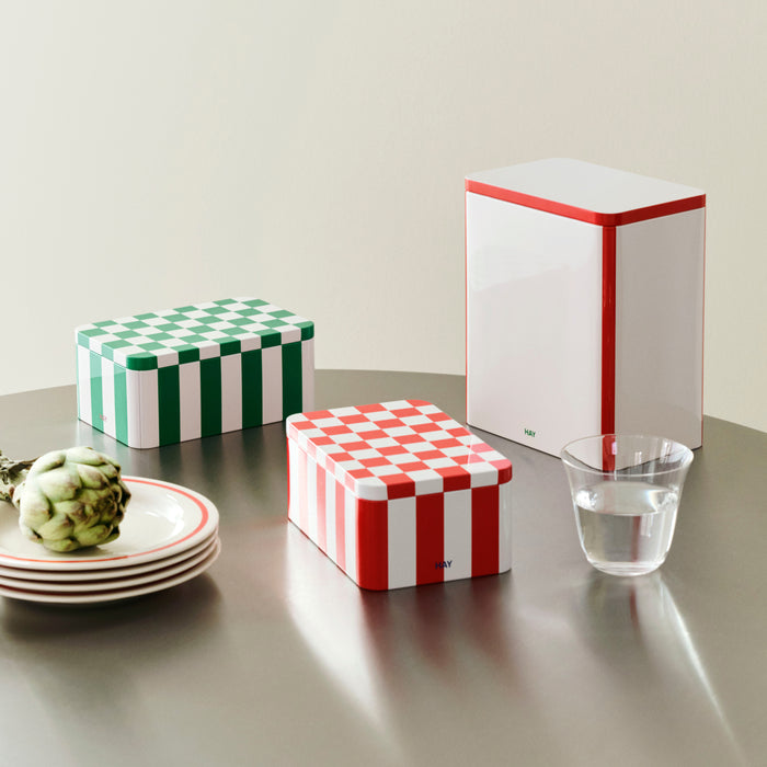 HAY Tin Voorraadblik Large - Off-White / Rood