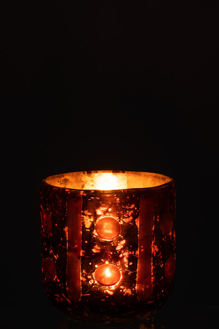 J-Line windlicht Coconut Cylinder - glas - bruin