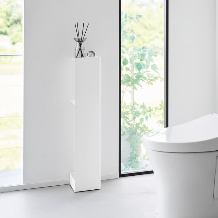 Yamazaki Tower Toiletrolhouder op wielen smal - Wit