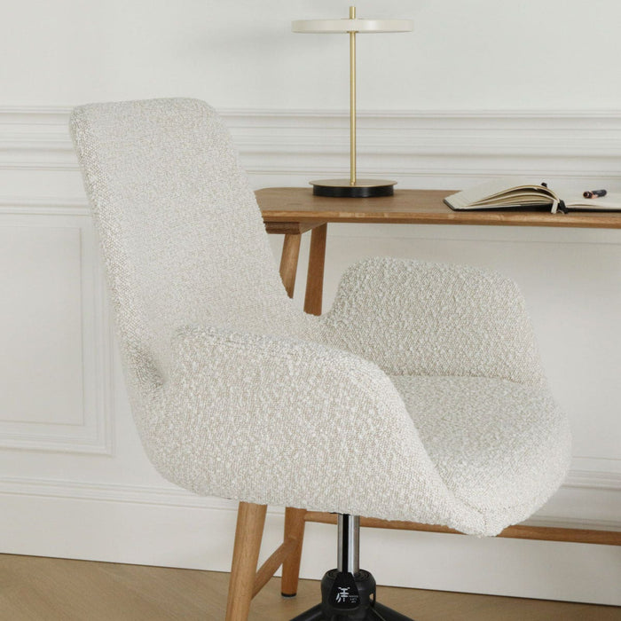 Nolon Nout-Eef Bureaustoel Bouclé Beige - Armleuning - Zwart Onderstel