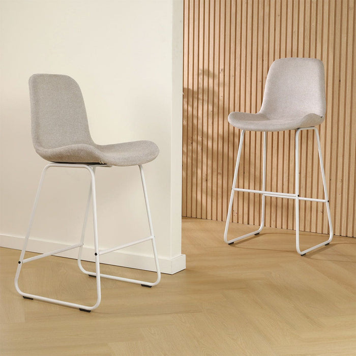 Nolon Nino-Fé Barkruk Beige - Wit Onderstel - 65 cm