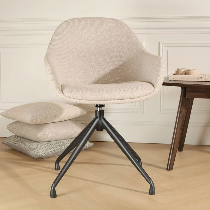 Nolon Nola-Mae Eetkamerstoel Beige - Draaibaar Zwart Onderstel