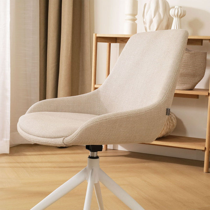 Nolon Nola-Isa Eetkamerstoel Beige - Draaibaar Wit Onderstel