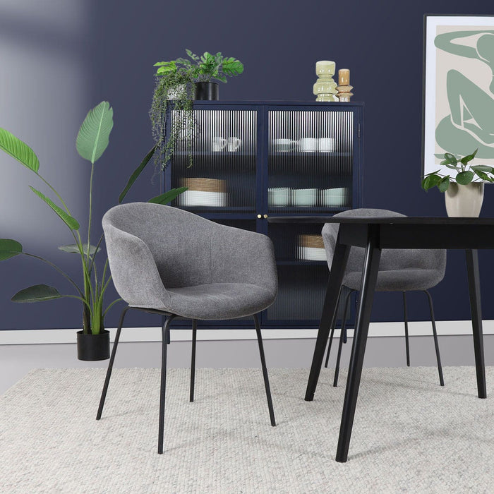 Nolon Nora-Otis Eetkamerstoelen Set van 2 - Donkergrijs - Zwarte Poten