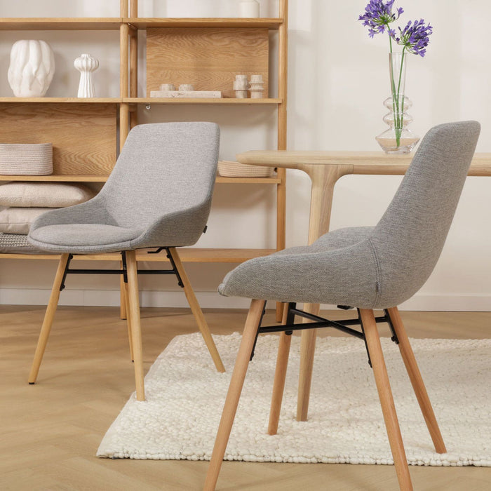 Nolon Nena-Isa Eetkamerstoel Warm Grijs - Stof - Houten Poten