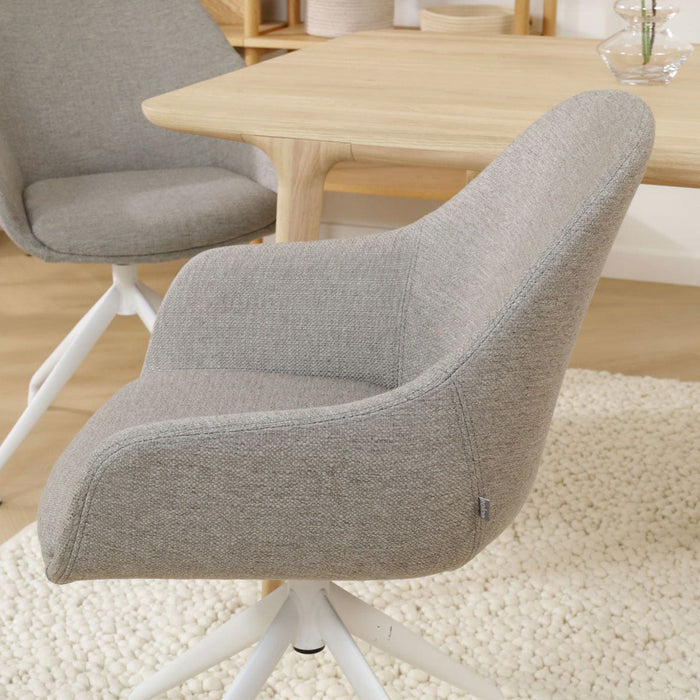 Nolon Nola-Mae Eetkamerstoel Warm Grijs - Draaibaar Wit Onderstel