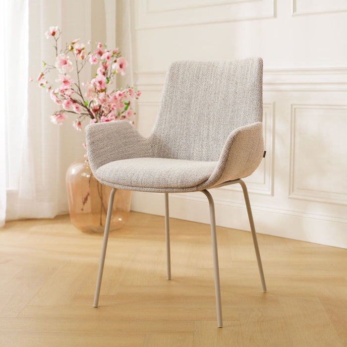 Nolon Nora-Eef Eetkamerstoel Beige Gemêleerd - met Armleuning - Wit