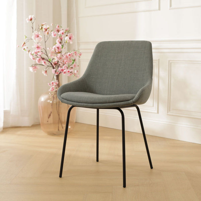 Nolon Nora-Isa Eetkamerstoel Saliegroen - Stof - Zwart Onderstel