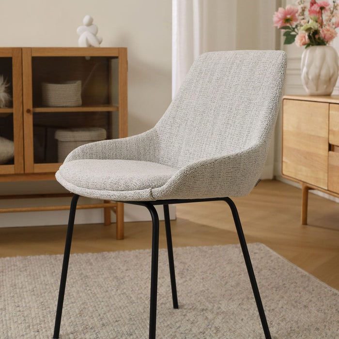 Nolon Nora-Isa Eetkamerstoel Beige Gemêleerd - Stof - Zwart Onderstel