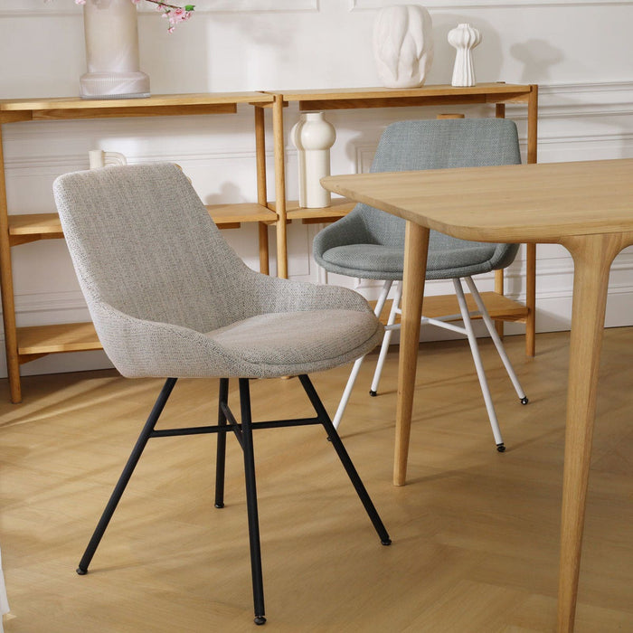 Nolon Noa-Isa Eetkamerstoel Beige Gemêleerd - Stof - Wit Onderstel