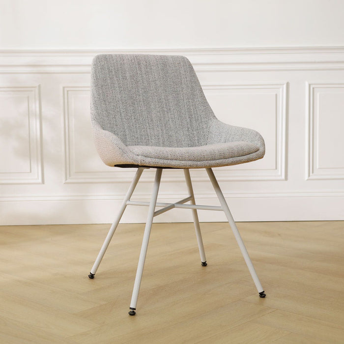 Nolon Noa-Isa Eetkamerstoel Beige Gemêleerd - Stof - Wit Onderstel