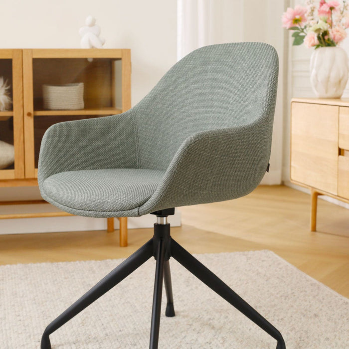 Nolon Nola-Mae Eetkamerstoel Saliegroen - Draaibaar Zwart Onderstel