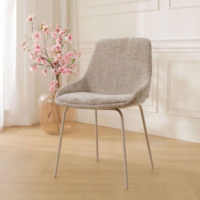 Nolon Nora-Isa Eetkamerstoel Bruin - Stof - Wit Onderstel