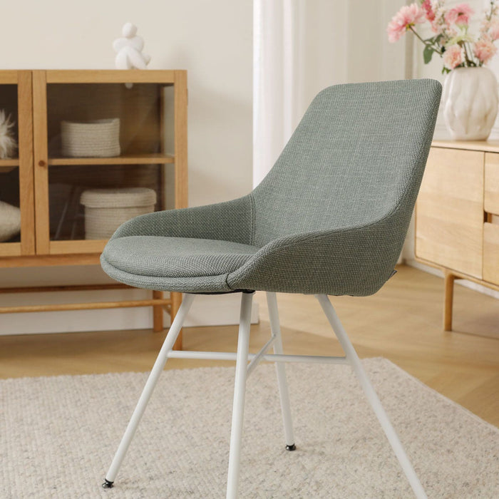 Nolon Noa-Isa Eetkamerstoel Saliegroen - Stof - Wit Onderstel
