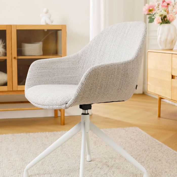 Nolon Nola-Mae Eetkamerstoel Beige Gemêleerd - Draaibaar Wit Onderstel