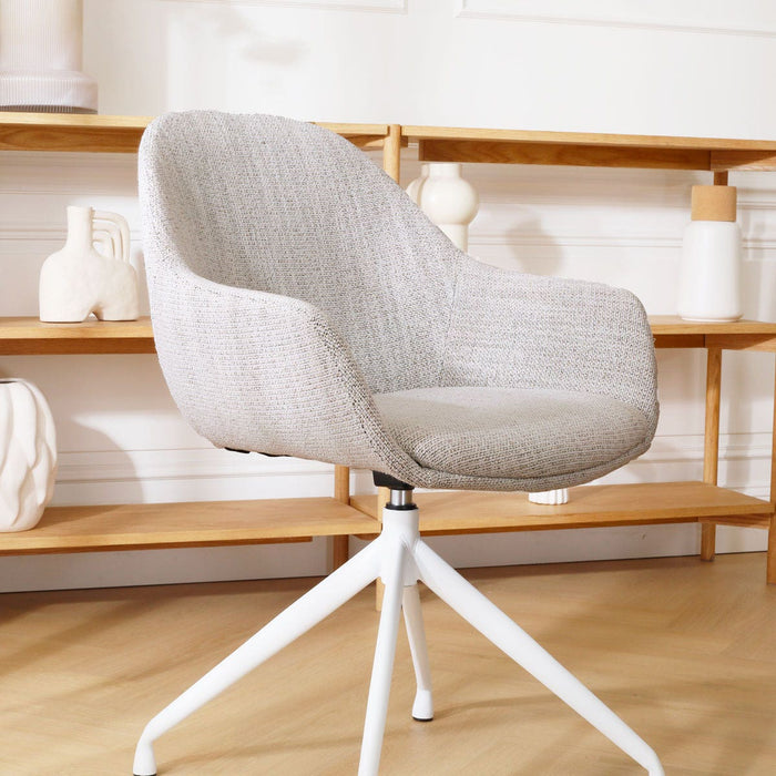 Nolon Nola-Mae Eetkamerstoel Beige Gemêleerd - Draaibaar Wit Onderstel