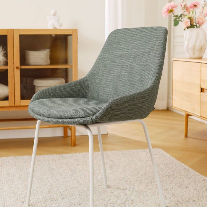 Nolon Nora-Isa Eetkamerstoel Saliegroen - Stof - Wit Onderstel
