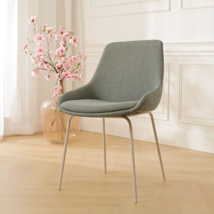 Nolon Nora-Isa Eetkamerstoel Saliegroen - Stof - Wit Onderstel