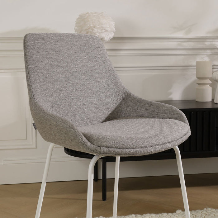 Nolon Nora-Isa Eetkamerstoel Warm Grijs - Stof - Wit Onderstel