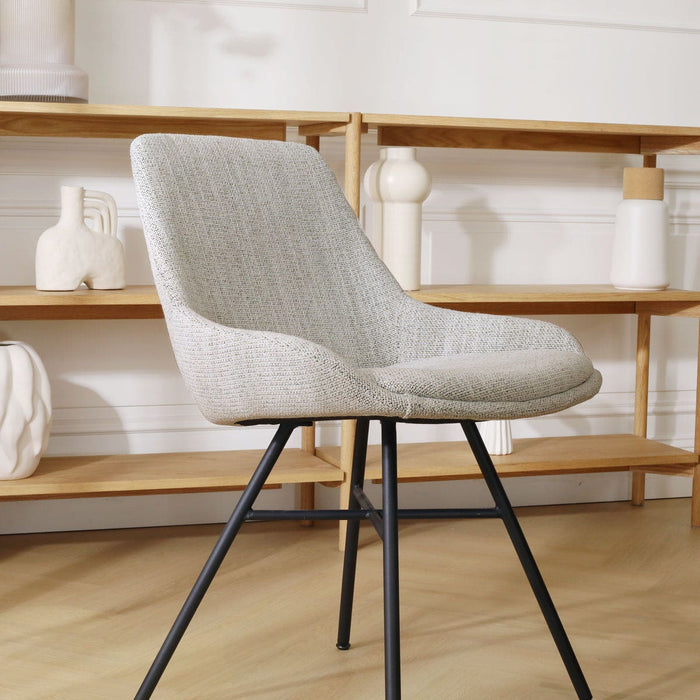 Nolon Noa-Isa Eetkamerstoel Beige Gemêleerd - Stof - Zwart Onderstel