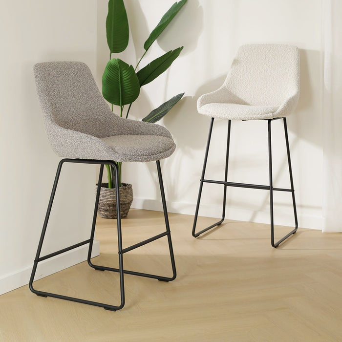 Nolon Nino-Isa Barkruk Bouclé Taupe - Stof - Zwart Onderstel - 75 cm