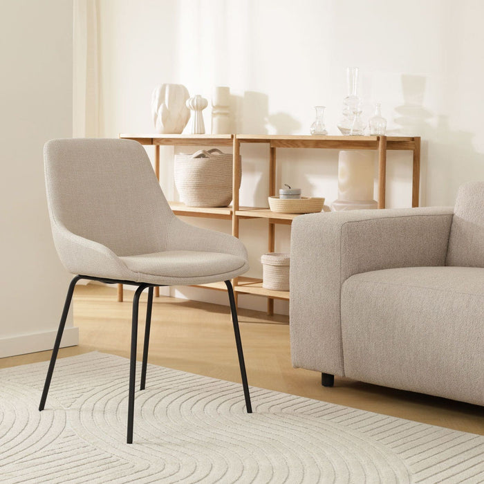 Nolon Nora-Isa Eetkamerstoel Beige - Stof - Zwart Onderstel