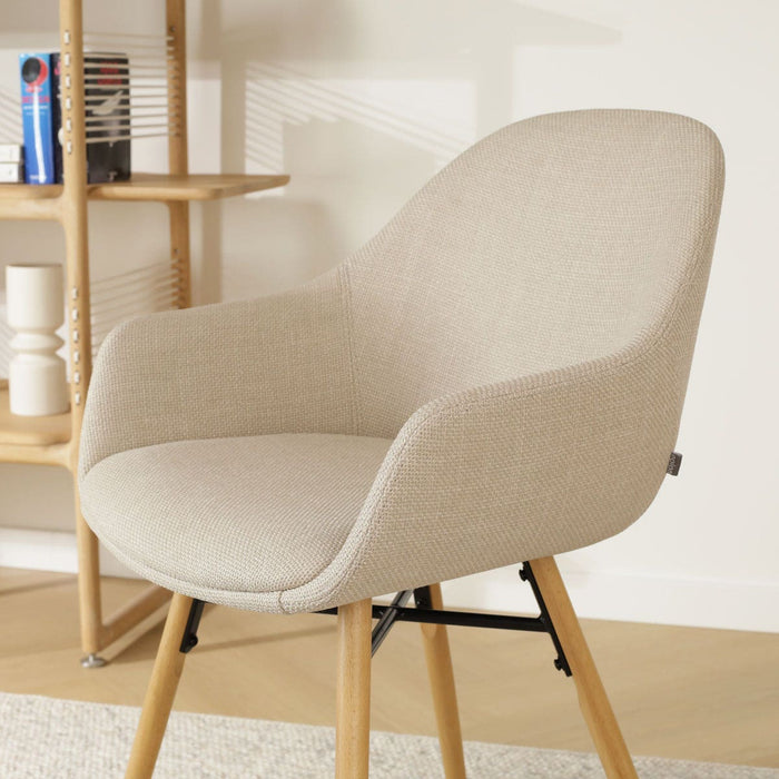 Nolon Nena-Mae Eetkamerstoel Beige - Armleuning - Stof