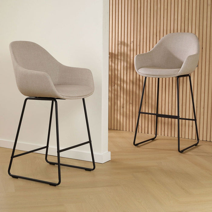 Nolon Nino-Mae Barkruk Beige - met Armleuning - Zwart - 65 cm