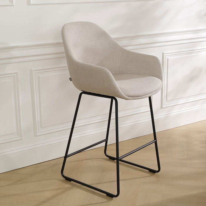 Nolon Nino-Mae Barkruk Beige - met Armleuning - Zwart - 65 cm