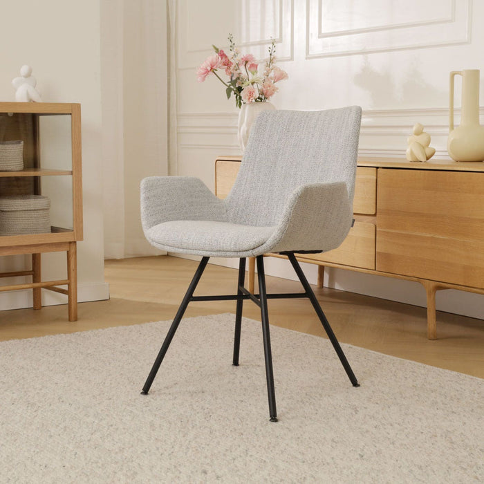 Nolon Noa-Eef Eetkamerstoel Beige Gemêleerd - met Armleuning - Zwart