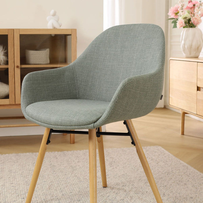 Nolon Noa-Mae Eetkamerstoel Saliegroen - Armleuning - Witte Poten