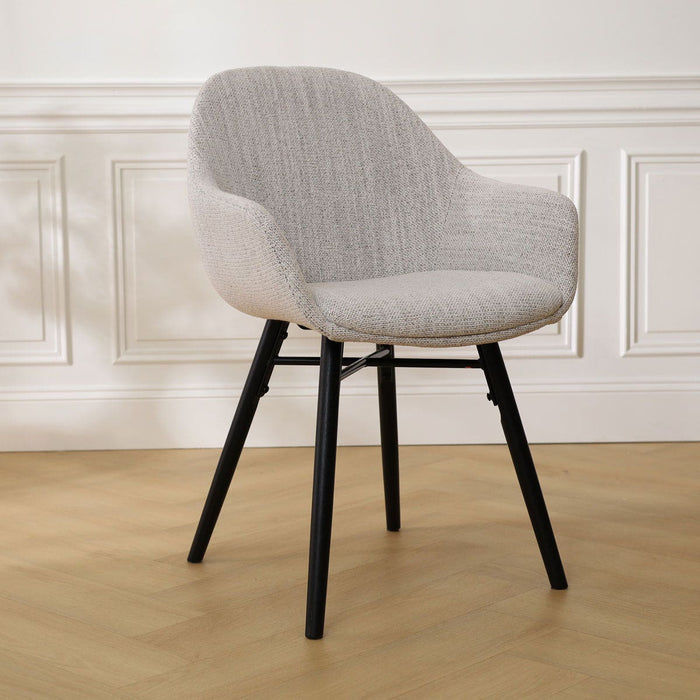 Nolon Nena-Mae Eetkamerstoel Beige Gemêleerd - Zwarte Houten Poten