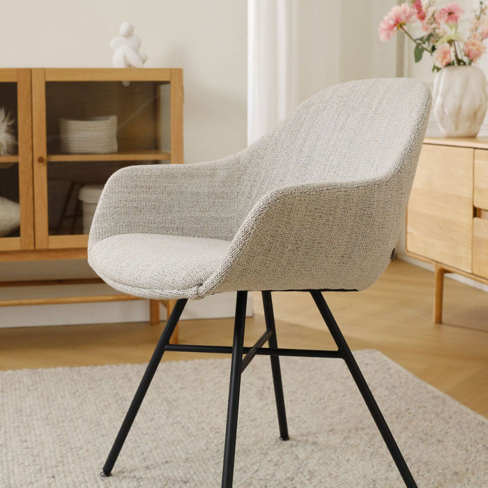 Nolon Noa-Mae Eetkamerstoel Beige Gemêleerd - Armleuning - Zwarte