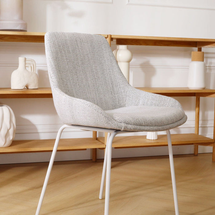 Nolon Nora-Isa Eetkamerstoel Beige Gemêleerd - Stof - Wit Onderstel