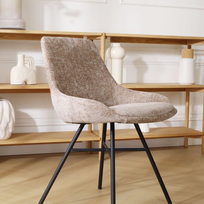 Nolon Noa-Isa Eetkamerstoel Bruin - Stof - Zwart Onderstel