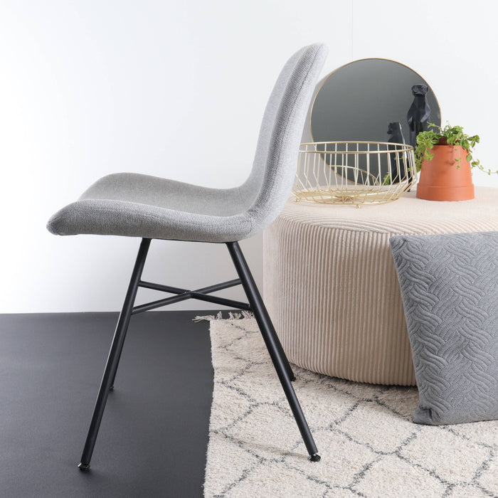 Nolon Noa-Fé Eetkamerstoelen Set van 2 - Lichtgrijs - Zwarte Poten