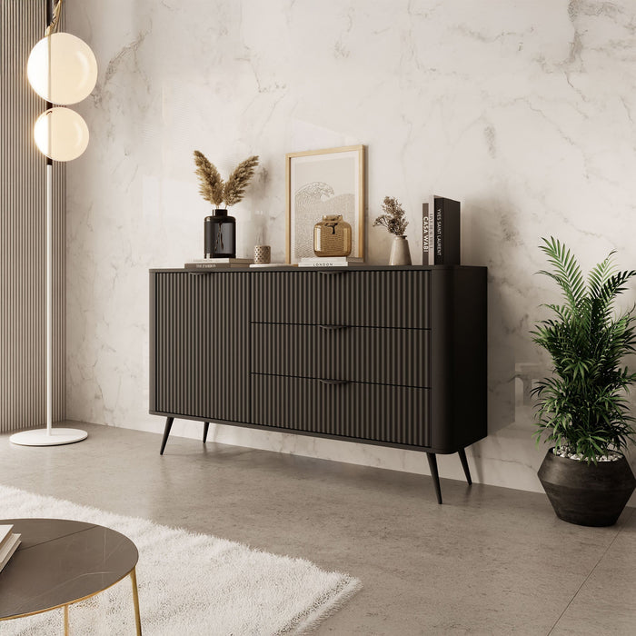 Meubella - Dressoir Lima - Zwart - 138 cm