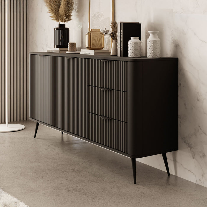 Meubella - Dressoir Lima - Zwart - 163 cm