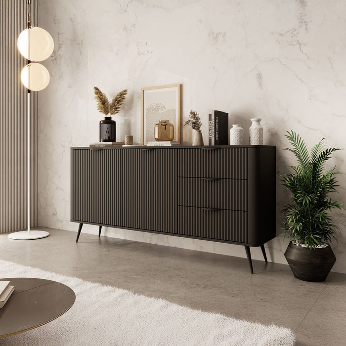 Meubella - Dressoir Lima - Zwart - 163 cm