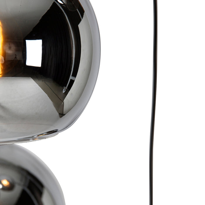 QAZQA Smart hanglamp zwart met smoke glas incl. 4 Wifi A60 - Wallace