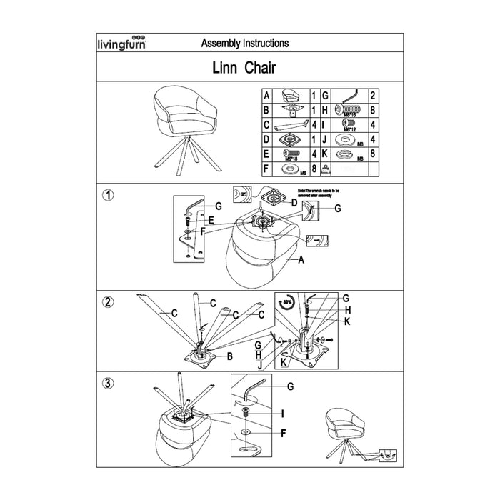 Livingfurn - Eetkamerstoel Linn Toffee Set van 2 - 62x58x85cm