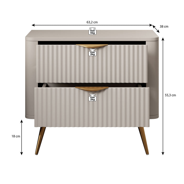 Meubella - Nachtkastje Lima - Beige - 63 cm