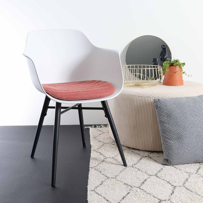 Nolon Nena-Liz Eetkamerstoel Wit - Terracotta - Zwarte Houten Poten