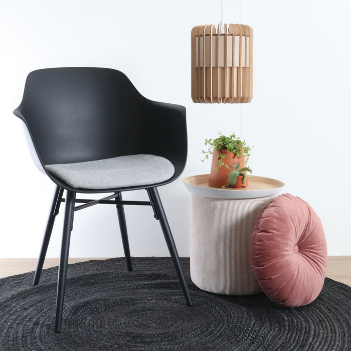 Nolon Nena-Liz Eetkamerstoel Zwart - Lichtgrijs - Zwarte Houten Poten