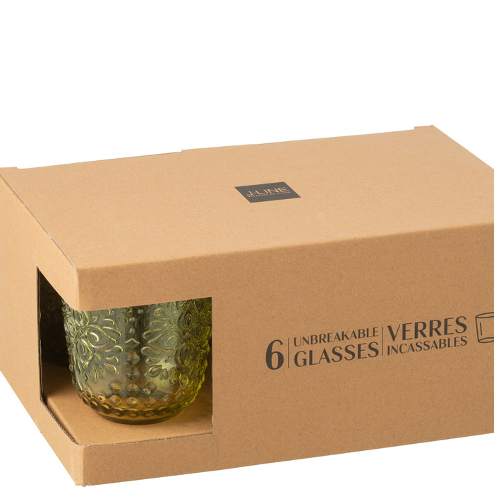J-Line glas - kunststof - groen - doos van 6