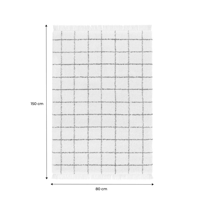 sweeek - Binnentapijt met gekleurd ruitpatroon en franjes