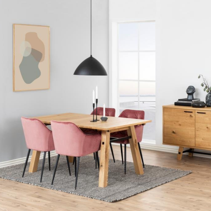 Moala Eetkamerstoel - Set Van 2 - Fluweel Koraal Met Mat Zwarte Poten