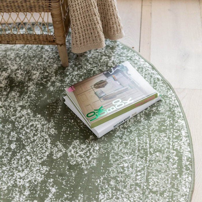 Vintage Vloerkleed Bloom rond - Groen - EVA Interior - 100 x 100 cm
