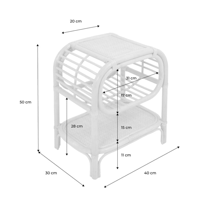 sweeek - Rotan nachtkastje gebogen 1 plank 1 nis